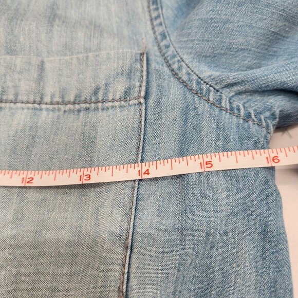 Harper Heritage Chambray Romper Long Roll-Up Sleeves Women's Size Small - Picture 15 of 16